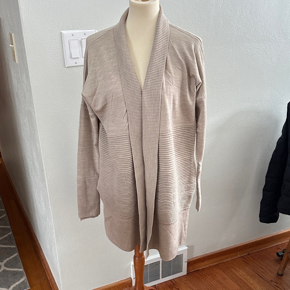 lululemon athletica open-front cardigan in beige taupe